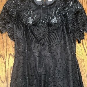 Elegant Black Beaded Women's Top